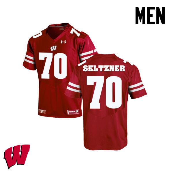 Wisconsin Badgers Men's #70 Josh Seltzner NCAA Under Armour Authentic Red College Stitched Football Jersey LF40R61II